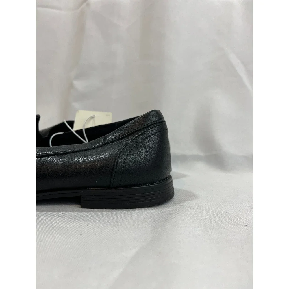 A‎ New Day Womens Black Faux Leather Slip On Loafers Flats Size 7.5 New